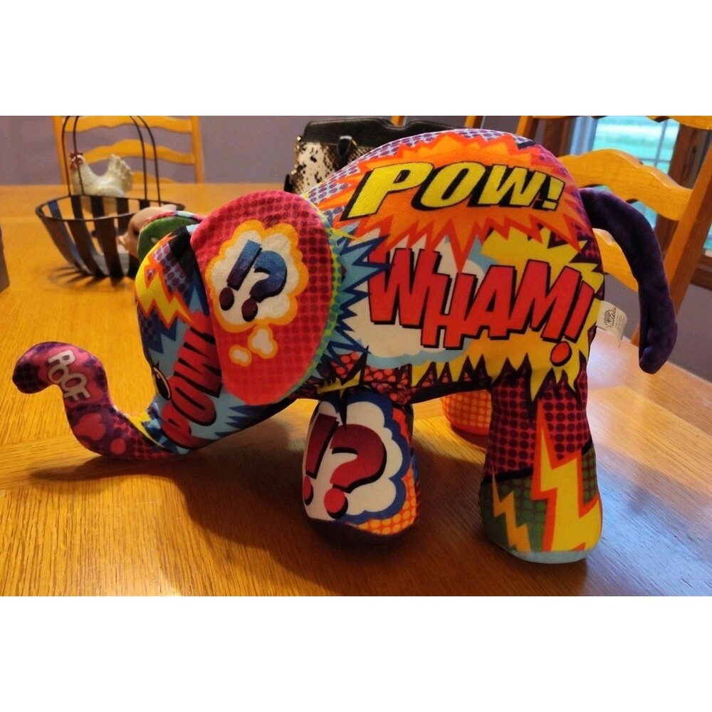 Pop Art Soft 16" Elephant Mammoth - Wham, Soft, Bean-Filled, Comic Book Theme